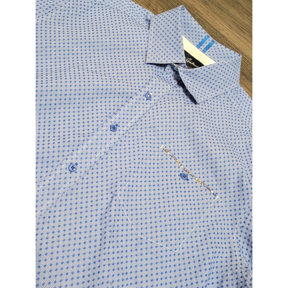 Robert Graham Mens 2XL Blue Geometric Star Print Flip Cuff Button Down Shirt